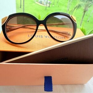 Louis Vuitton Black Frame Sunglasses with Gold Accents